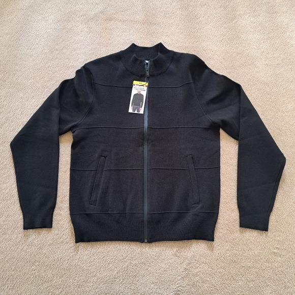 New! Robert Graham Sweater Men's Small Black Full Zip Bomber Style Knit Cardigan - Picture 1 of 10